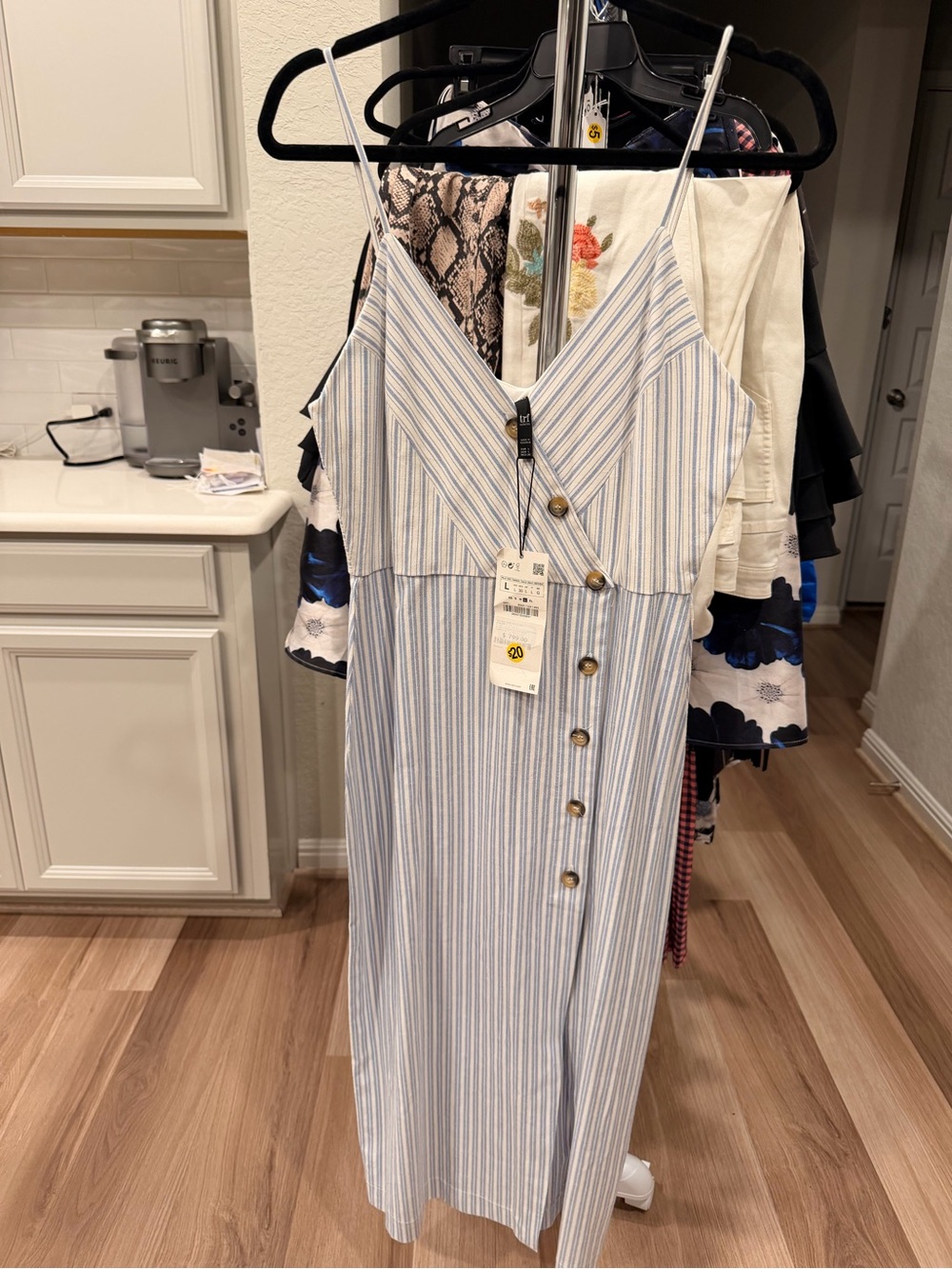Zara Blue and White Striped Maxi Sundress